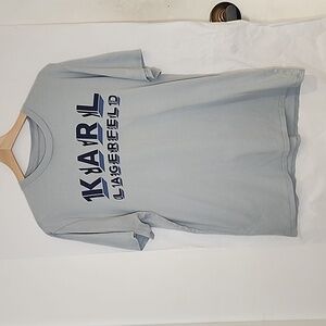 Karl Lagerfeld Paris Men's Blue Tshirt with Logo‎ size L